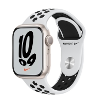 Apple Watch Series 7 GPS 45mm Starlight Aluminium Case with Pure Platinum/Black Nike Sport Band MKNA3